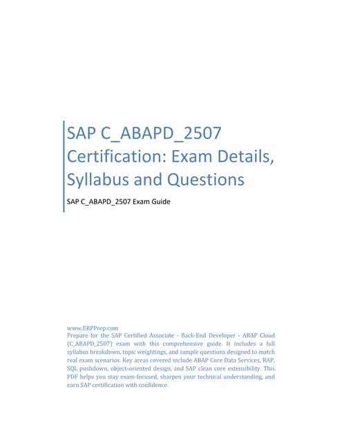 erpprep's tweet card. SAP C_ABAPD_2507 Certification: Exam Details, Syllabus and Questions