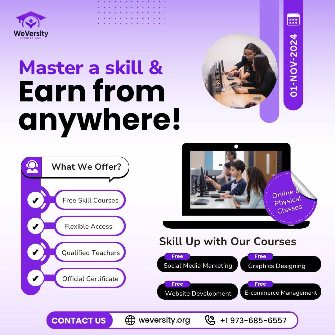 WeversityO's tweet card. Learn free online courses in Pakistan with WeVersity. Get certificates, gain digital skills, and start earning online today!