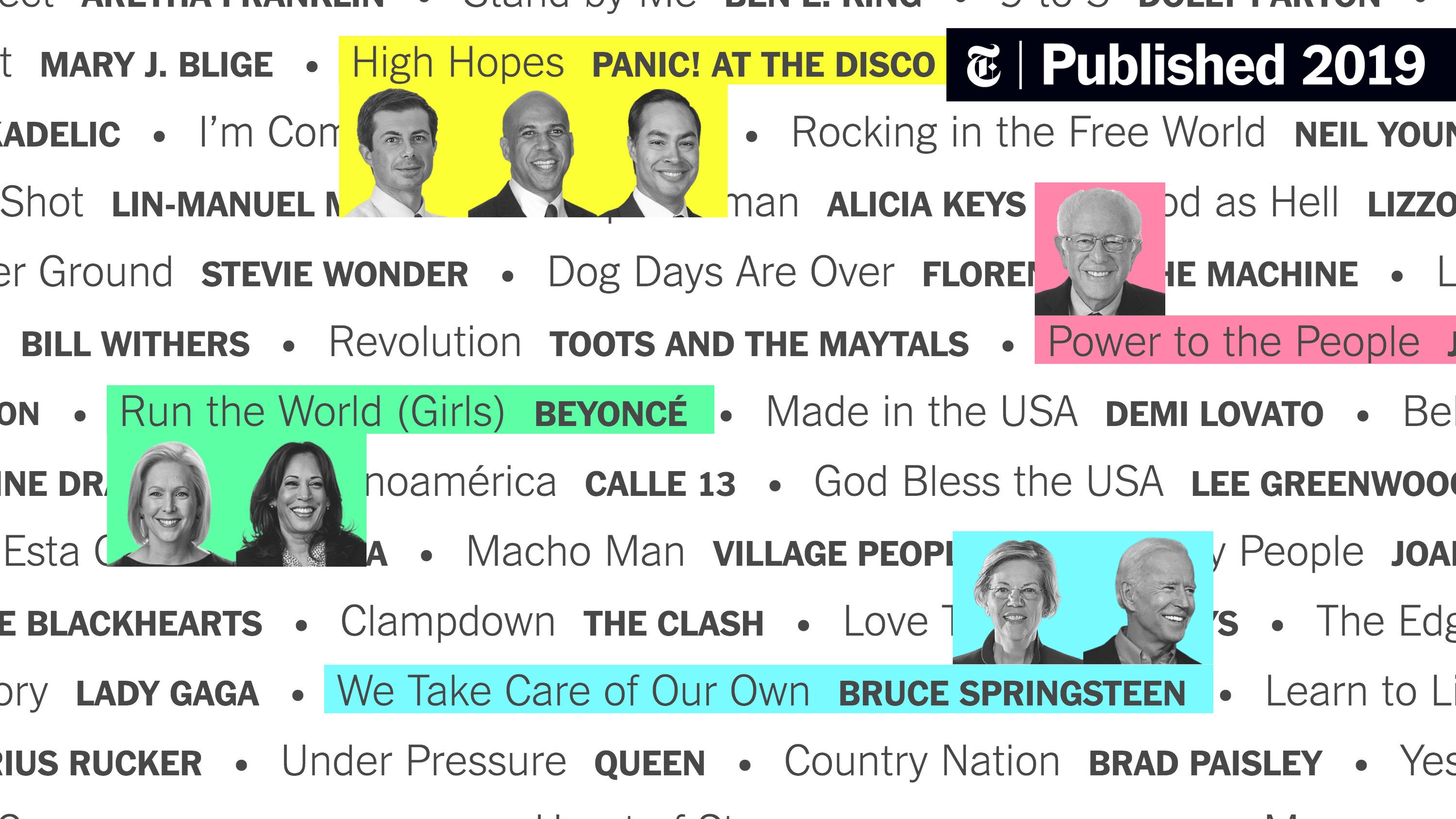 nytimes's tweet card. Presidential campaigns have a sound. We analyzed the playlists of 10 contenders to see how the songs aligned with the messages.