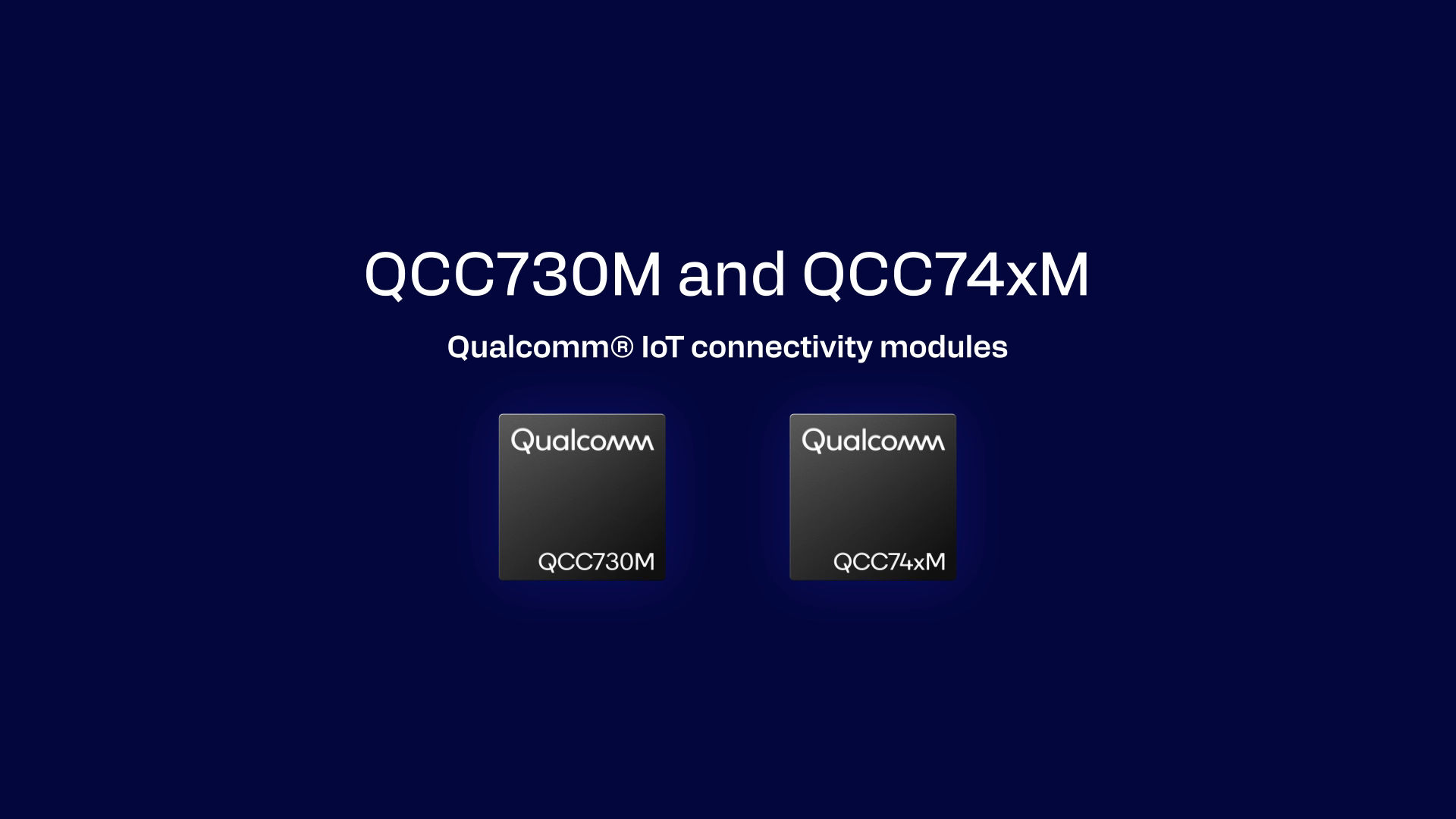 Qualcomm's tweet card. Qualcomm Technologies introduces the QCC730M, a micro-powered Wi-Fi module and QCC74xM, programmable Wi-Fi, Bluetooth, and 802.15.4 modules.