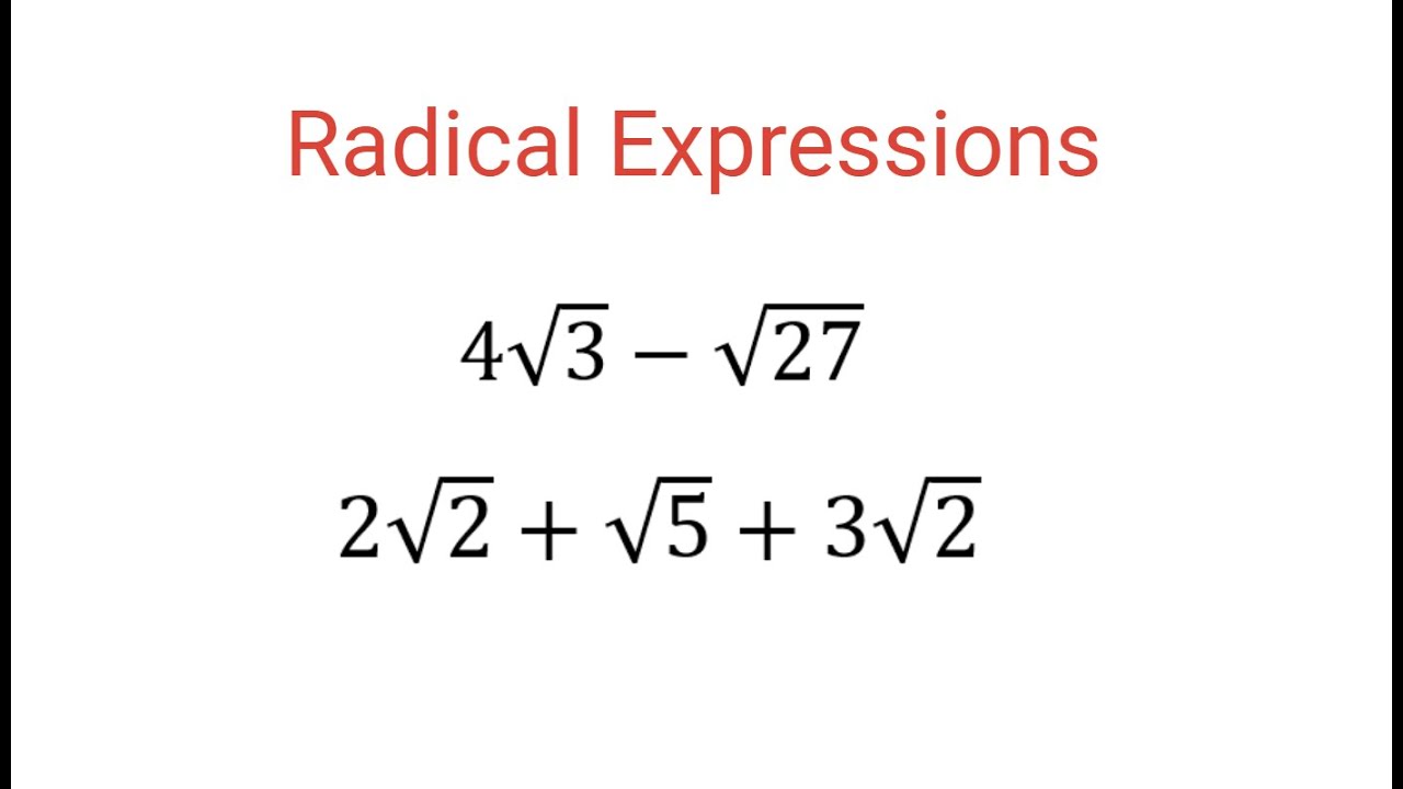 HomeworkHelp75's tweet card. Simplify RADICAL EXPRESSIONS: 4sqrt(3) - sqrt(27) And 2sqrt(2) +...