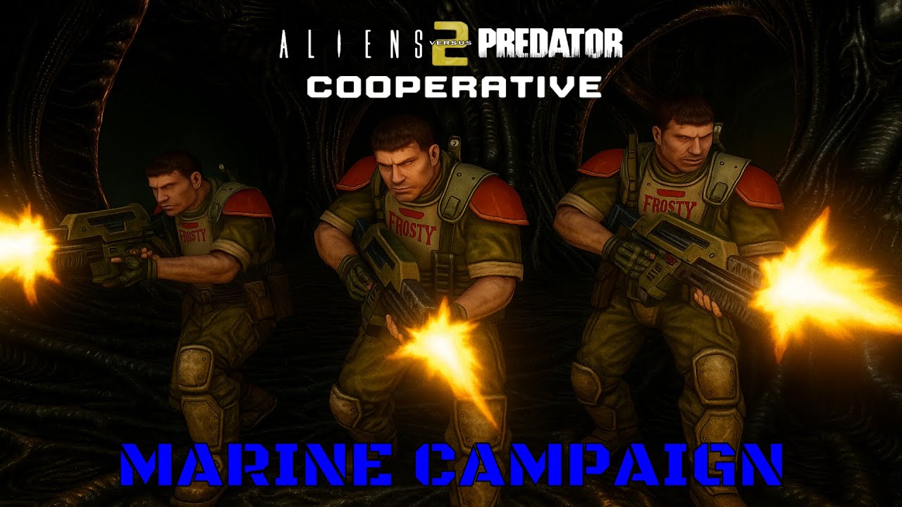 avp2game's tweet card. Aliens vs Predator 2 - Cooperative Mod - Marine Campaign - Full...