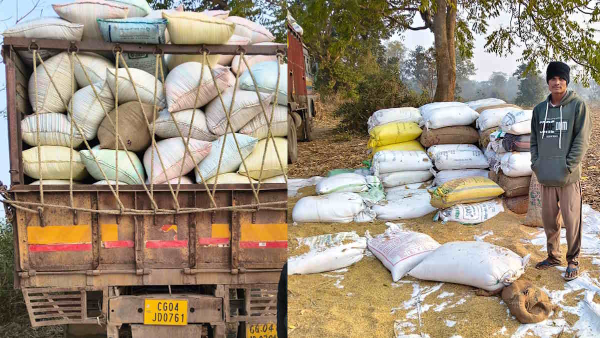 lalluram_cg's tweet card. अमलीपदर पुलिस ने समर्थन मूल्य पर बेचने के लिए मक्का बाड़ी में डंप कर रखे गए 611 कट्टा धान को जब्त किया है.