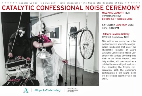 visual4wareness's tweet card. As part of the Elektra KB exhibition “The Cathara Insurgent Women Vs The Theocratic Republic of Gaia Beings (May 29 - June 22, 2013) at Allegra LaViola Gallery. Come out this Saturday June 15th at...