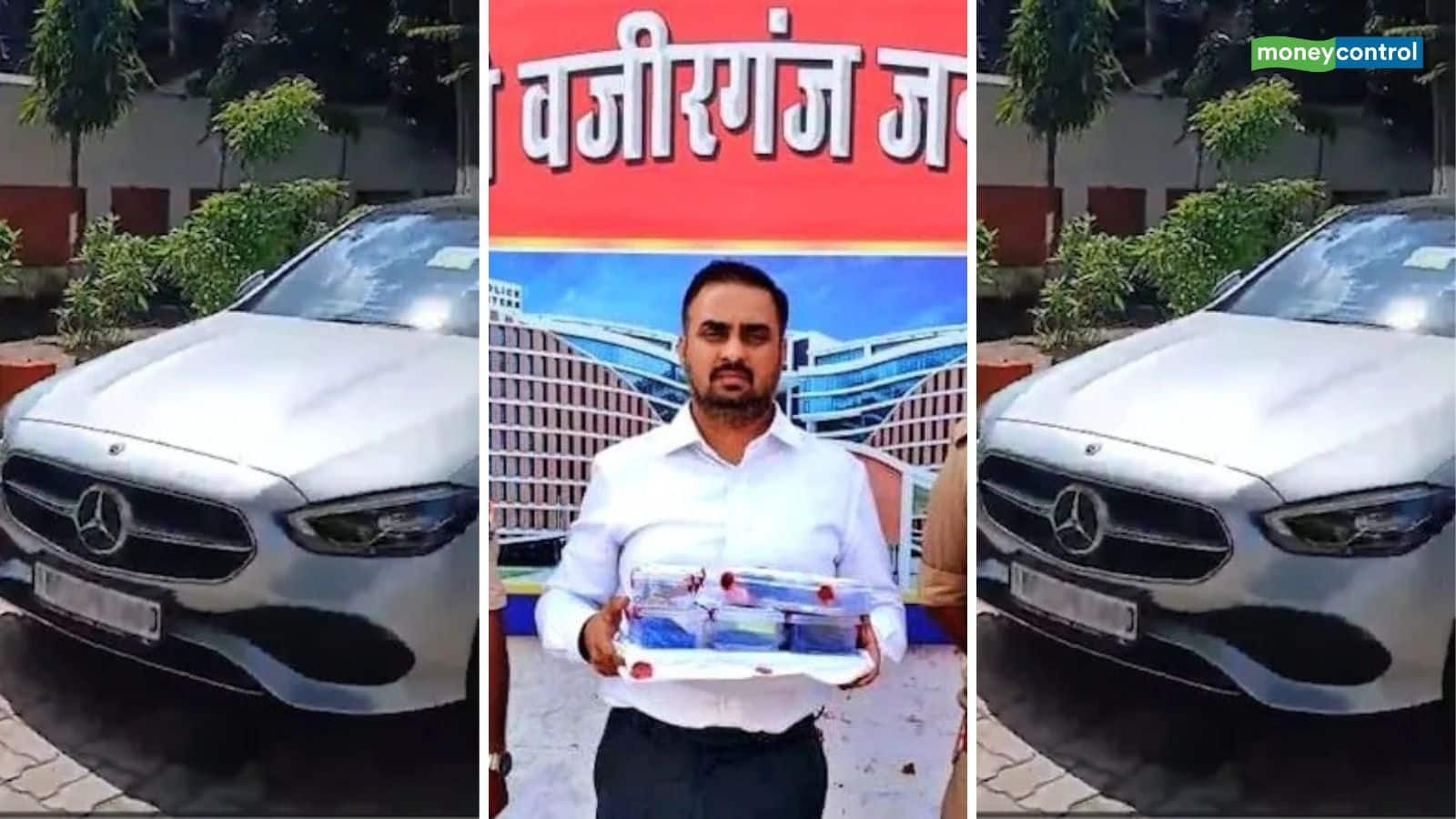 MoneycontrolH's tweet card. Lucknow Fake IAS Arrested: खुद को आईएएस बताने वाला सौरभ त्रिपाठी अब लखनऊ पुलिस के गिरफ्तार में है। सौरभ के पास से तीन इनोवा कारों के अलावा रेंज रोवर डिफेंडर, मर्सिडीज-बेंज और टोयोटा फॉर्च्यूनर जैसी...