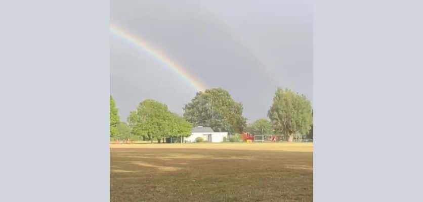 mylocalnews_uk's tweet card. Two sisters from Pinner have gone viral on social media after discovering the end of a rare double rainbow. Jessica Taylor, 23, and Rosie Taylor, 20, were