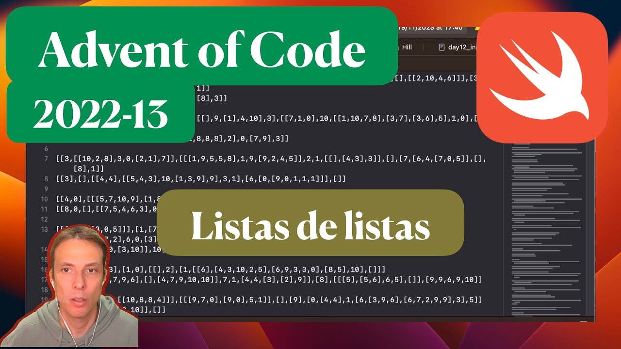 endavid's tweet card. 🎅 AoC 2022-13 Adviento en Swift [[[]]] Listas de listas