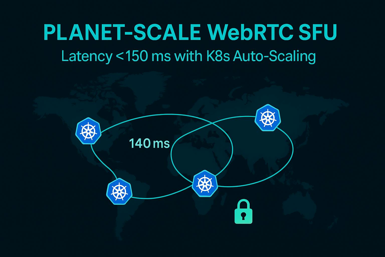 K8sArchitect's tweet card. We built a planet‑scale WebRTC SFU on AWS/EKS that keeps P95 latency at 140 ms and slashes egress cost 70% via geo‑sharding and Kubernetes auto‑scaling.