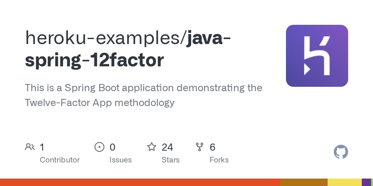 spring_io's tweet card. This is a Spring Boot application demonstrating the Twelve-Factor App methodology - heroku-examples/java-spring-12factor