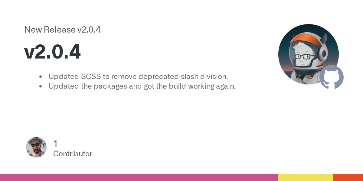 FoundationCSS's tweet card. Updated SCSS to remove deprecated slash division. Updated the packages and got the build working again.