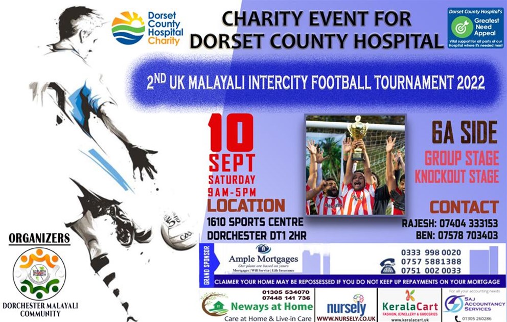 mcrajesh's tweet card. Help Dorchester Malayali Community raise money to support Dorset County Hospital Charity