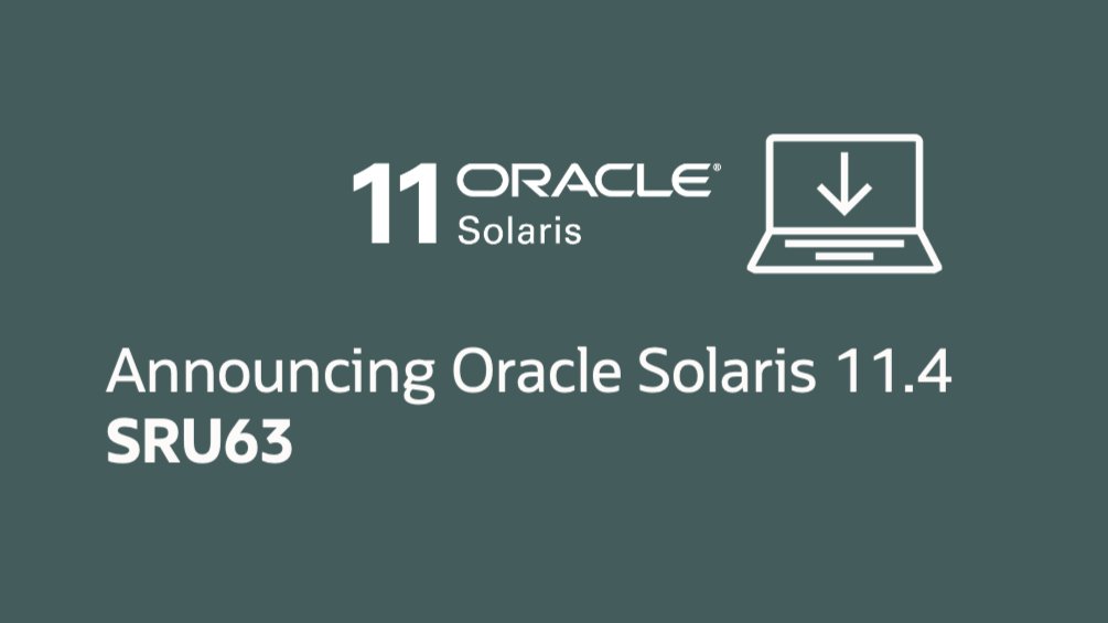 alanc's tweet card. More details on the new features included in Oracle Solaris 11.4 SRU63 and heads up for changes coming in future SRUs.