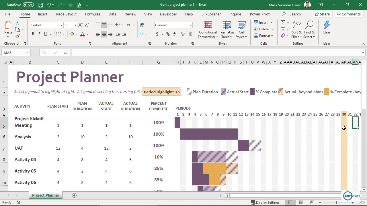ERPstuff's tweet card. Gantt Chart in Microsoft Excel | Project Planner Template in Excel -...