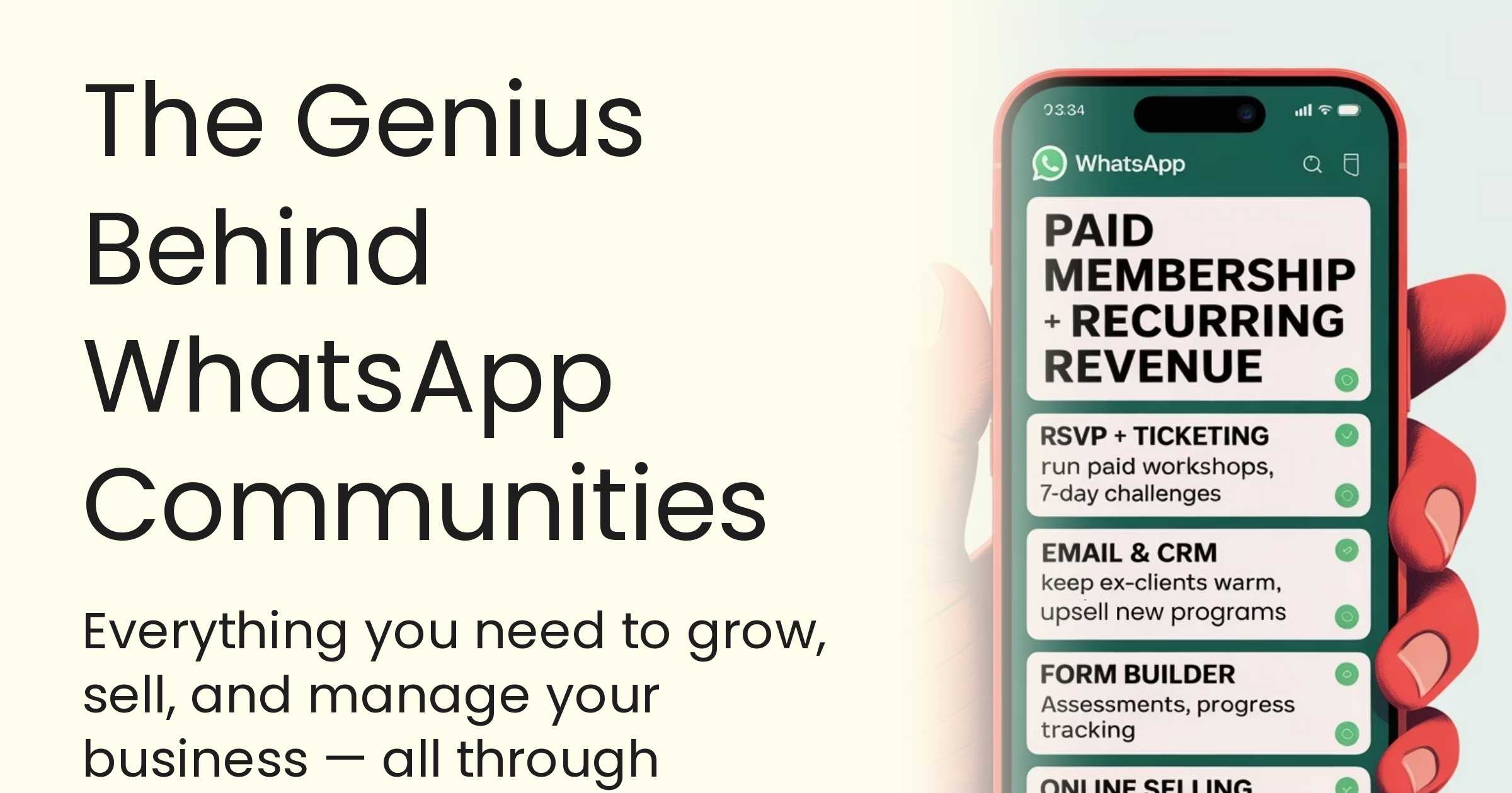 explara's tweet card. Everything you need to grow, sell, and manage your business — all through WhatsApp Communities. Get Started for Free Learn More