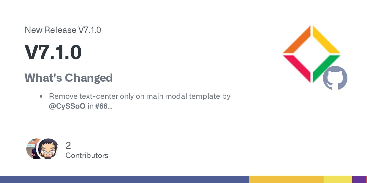 CySSo_O's tweet card. What's Changed Remove text-center only on main modal template by @CySSoO in #66 Improve email template design by @CySSoO in #67 Add evercms shortcode alias by @CySSoO in #64 Update block size ...