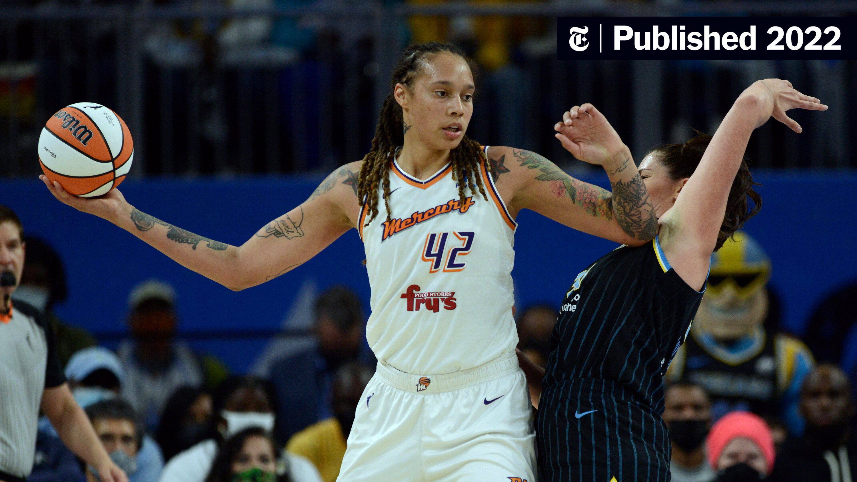 nytimes's tweet card. Russian customs officials said a U.S. basketball player had vape cartridges containing hashish oil in her luggage. A Russian news agency identified the player as Griner.