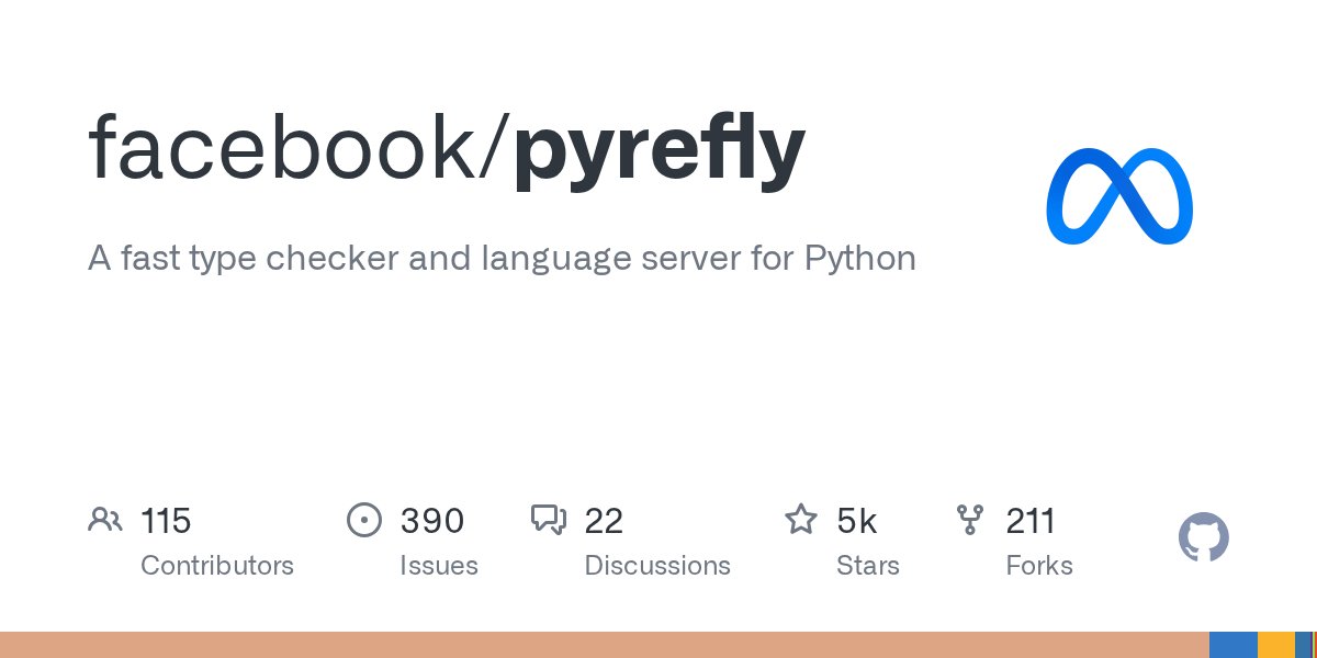 github_trends's tweet card. A fast type checker and language server for Python - facebook/pyrefly