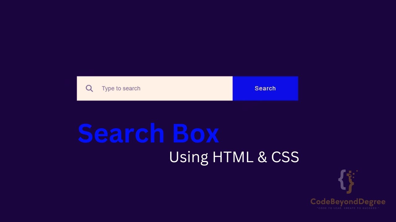 CodeBeyonDegree's tweet card. How To Make A Search Bar Using HTML & CSS | HTML CSS Tutorial For...
