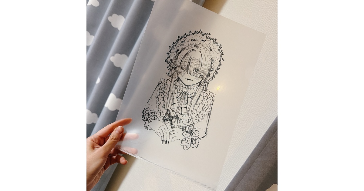 kijirushi_sane's tweet card. A4サイズのクリアファイル 画材:油性マジック