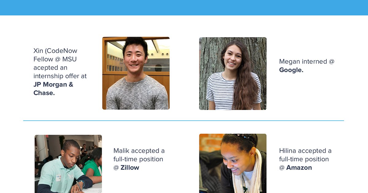 CodeNow's tweet card. 2017–2018 Student Achievements