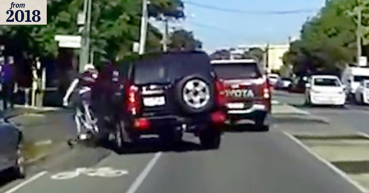 juzzyfarrow's tweet card. The Australian Cycle Alliance has released video of the shocking incident, which occured last year, to encourage safer behaviour on the road.