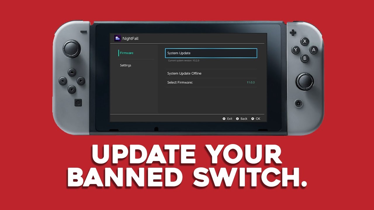 bytesizechris's tweet card. Nightfall - Update Your Banned Switch!