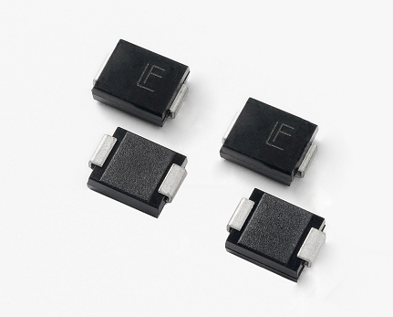 electronics_med's tweet card. Littelfuse releases 5.0SMDJ-FB TVS diodes with foldback tech, offering 15% lower clamping voltage for advanced DC line protection in industrial systems.