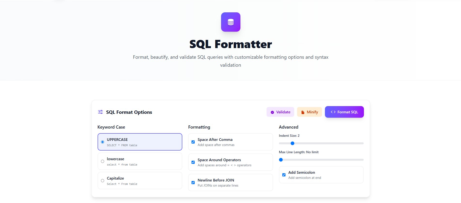 tcc_deepak's tweet card. Format and beautify SQL queries with customizable formatting and validation options.