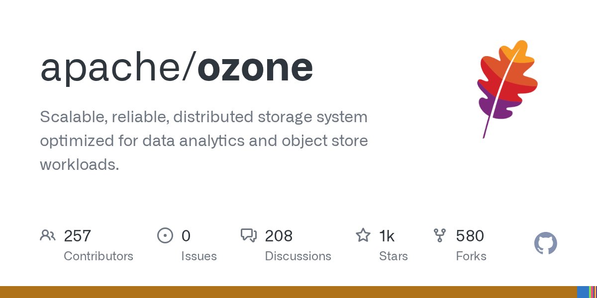 ApacheOzone's tweet card. Scalable, reliable, distributed storage system optimized for data analytics and object store workloads. - apache/ozone