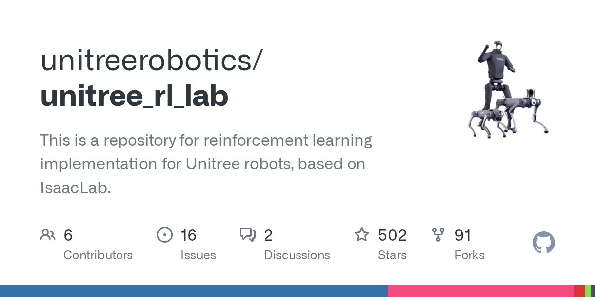 pythontrending's tweet card. This is a repository for reinforcement learning implementation for Unitree robots, based on IsaacLab. - unitreerobotics/unitree_rl_lab