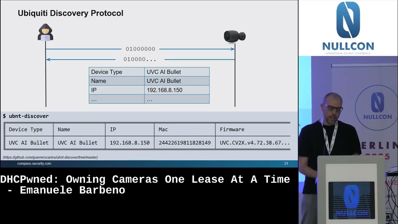 nullcon's tweet card. #NullconBerlin2025 | DHCPwned: Owning Cameras One Lease at a Time by...