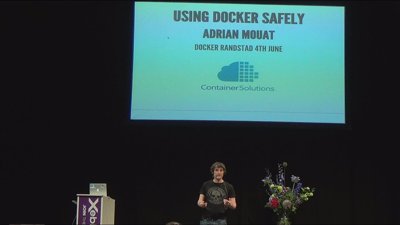 JamieDobson's tweet card. Using Docker Safely - Adrian Mouat - Chief Scientist at Container-S...