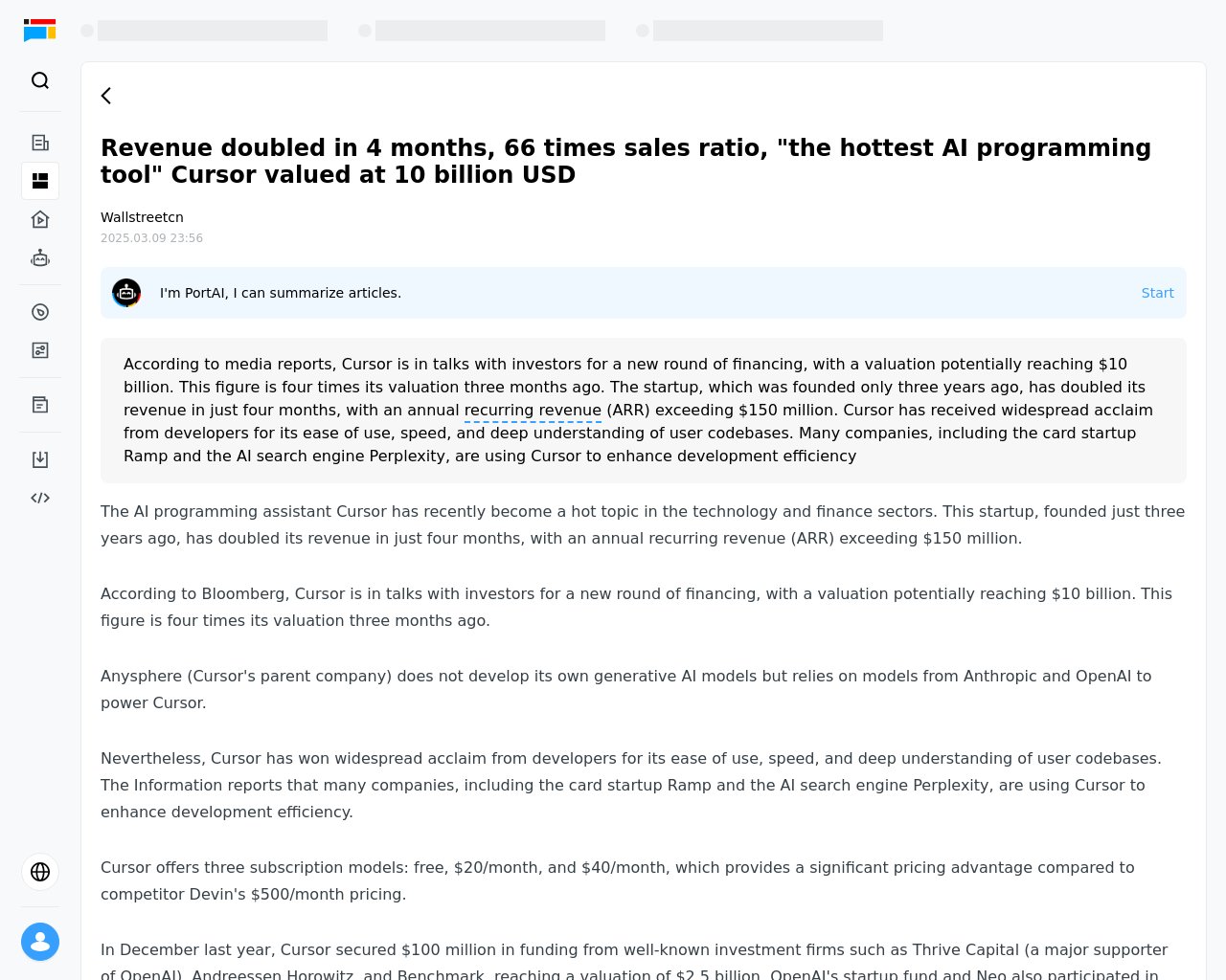 managetech_inc's tweet card. Cursorは新たな資金調達ラウンドで$10億の評価額を目指し、3ヶ月前の評価の4倍になる可能性がある 創業わ