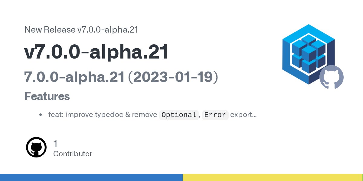 SequelizeJS's tweet card. 7.0.0-alpha.21 (2023-01-19) Features feat: improve typedoc & remove Optional, Error exports (#15495) feat: move validator decorators to @sequelize/validator.js (#15561) feat: rollback workarou...