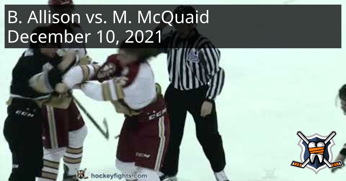 hockeyfights's tweet card. HockeyFights - Ben Allison vs. Matt McQuaid, December 10, 2021 - Acadie-Bathurst Titan vs. Charlottetown Islanders