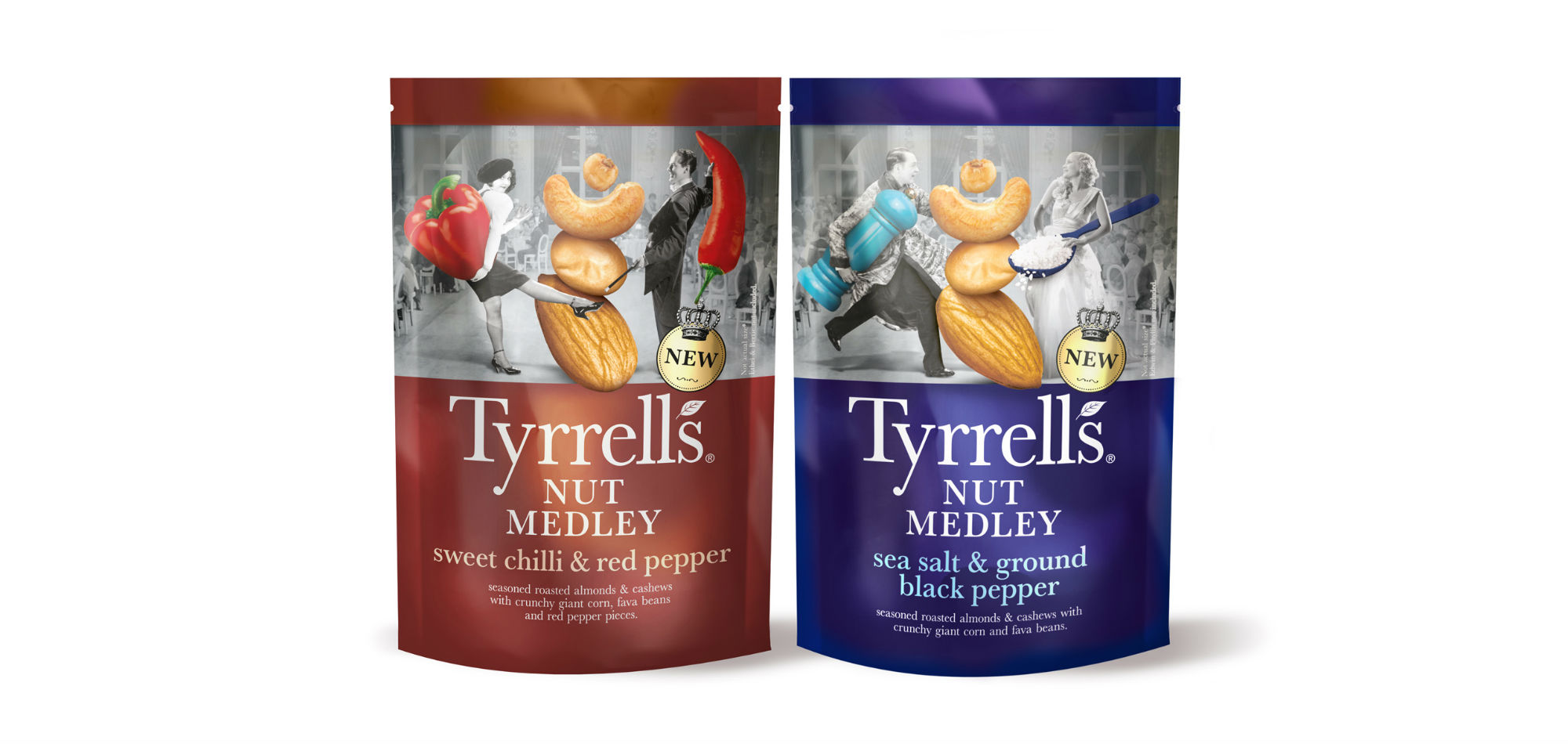 JaneAus's tweet card. Tyrrells is launching its ‘Nut Medley’ range – with packaging design by This Way Up.