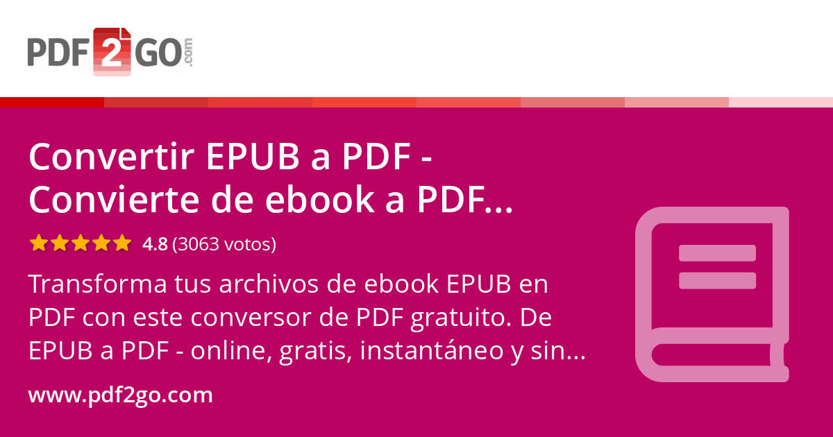 JOSEMARIA51220's tweet card. Convierte tus archivos de ebooks EPUB a PDF con este conversor de PDF gratuito. De EPUB a PDF, en línea, gratis, al instante y sin registro.