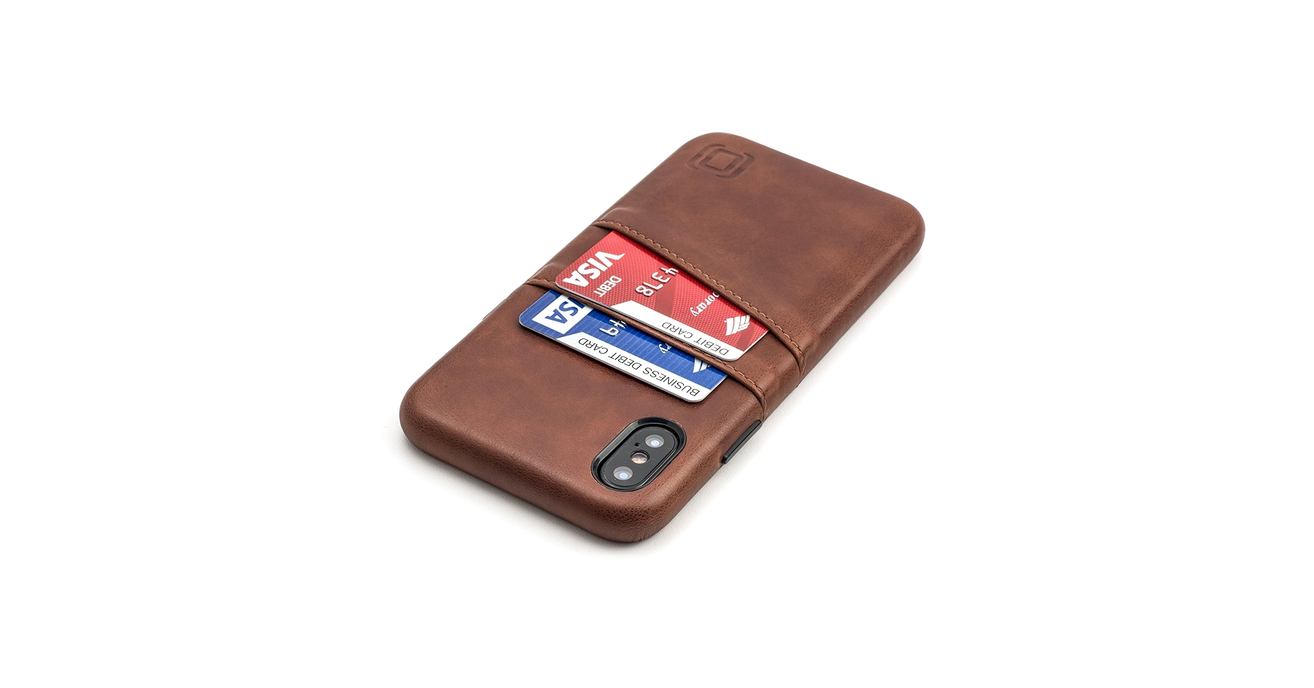 Dockem's tweet card. The Dockem Original Exec Wallet Case for the iPhone X / iPhone XS is a highly functional yet attractive card case. The brown premium synthetic leather and the tactile metal buttons give a sophistic...