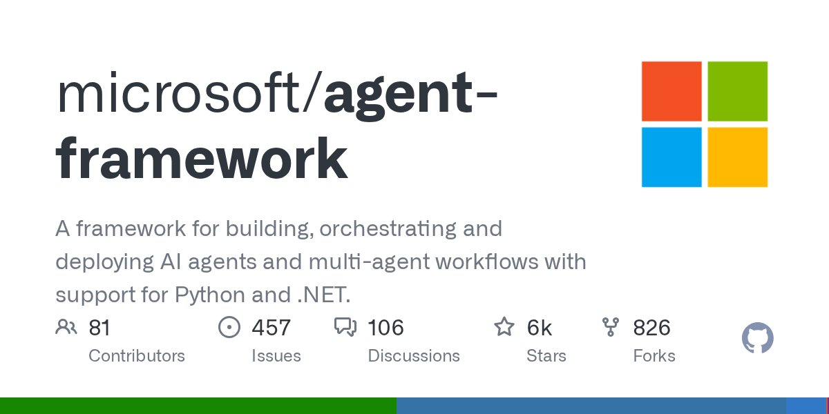 jenilChristo's tweet card. A framework for building, orchestrating and deploying AI agents and multi-agent workflows with support for Python and .NET. - microsoft/agent-framework
