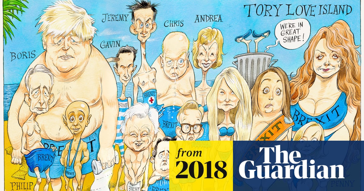 guardianopinion's tweet card. Boris and Esther, Sajid and Andrea: they’re wearing skimpy swimwear and they’re hot for Brexit