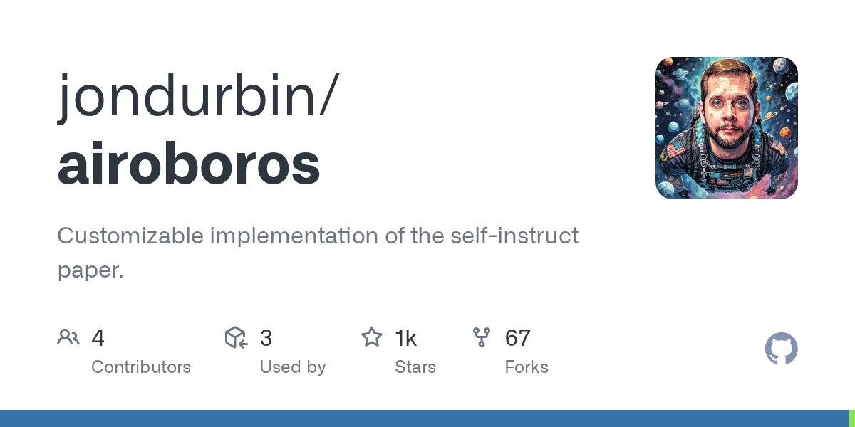 manish_iitg's tweet card. Customizable implementation of the self-instruct paper. - jondurbin/airoboros