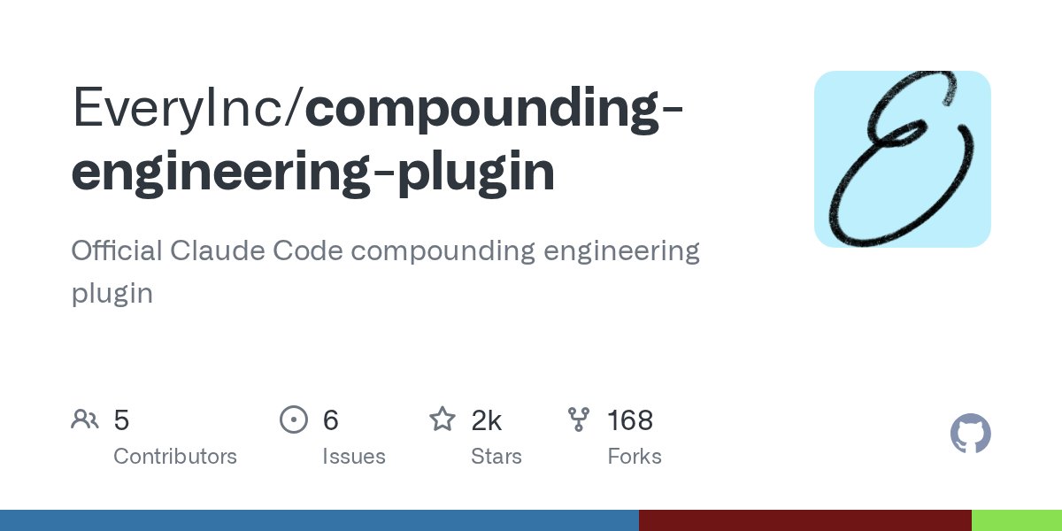 clxymox's tweet card. Official Claude Code compounding engineering plugin - EveryInc/compounding-engineering-plugin
