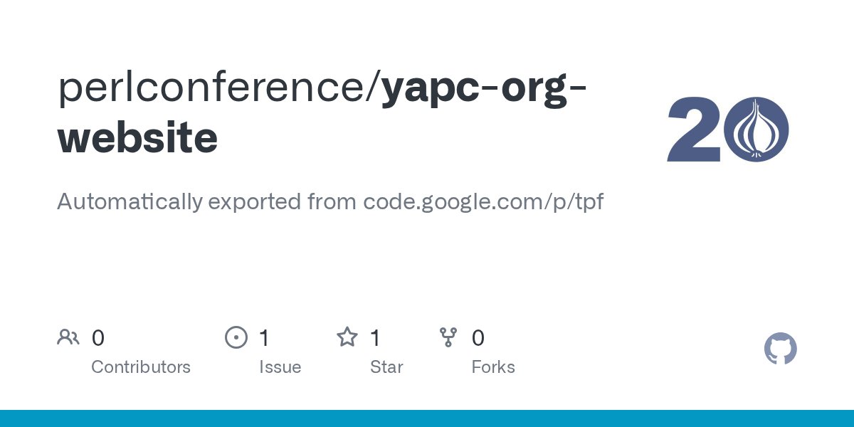 metacpan's tweet card. Automatically exported from code.google.com/p/tpf. Contribute to perlconference/yapc-org-website development by creating an account on GitHub.