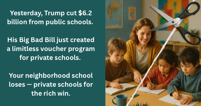 ElemMathChat's tweet card. We’re Sounding the Alarm: Trump Withholds $6.2 Billion from Public Schools The Trump administration informed state education departments that it is defying Congress and immediately withholding $6.2...