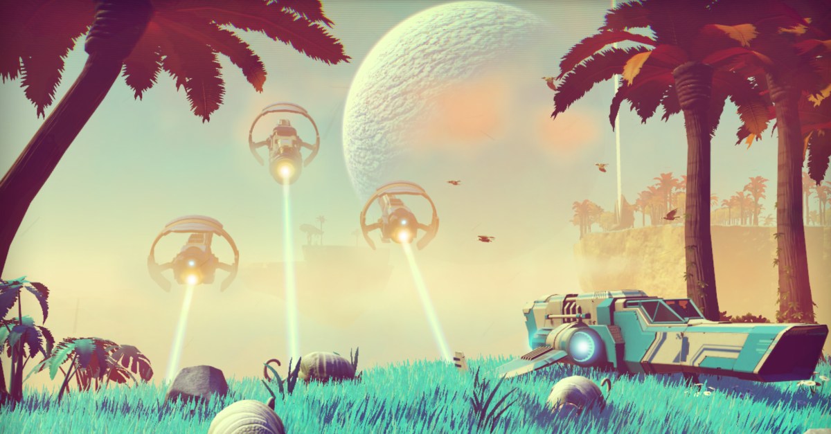 verge's tweet card. Watch 18 minutes of No Man’s Sky gameplay: flying, exploring, shooting, and more