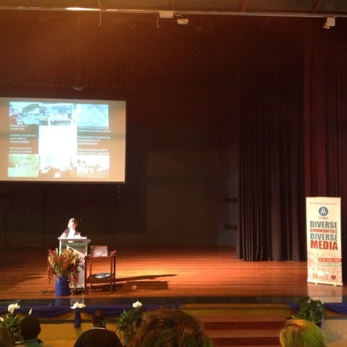 MartynNamorong's tweet card. Dr Heather Horst from RMIT Melbourne talking abt mobile markets in global south #ourmedia2014 #png