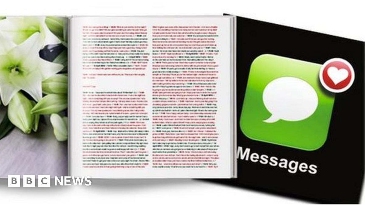 TextMessageBook's tweet card. A man compiles a 240-page book of text messages sent between himself and his girlfriend during the first two years of their relationship.