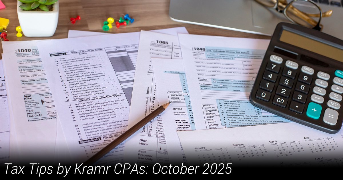Kramr_CPAs_PC's tweet card. Tax rules aren’t set in stone...what worked last year might not work this year. If you're not keeping your tax strategy up-to-date, you could be inviting a bigger bill from the IRS. In this month’s...