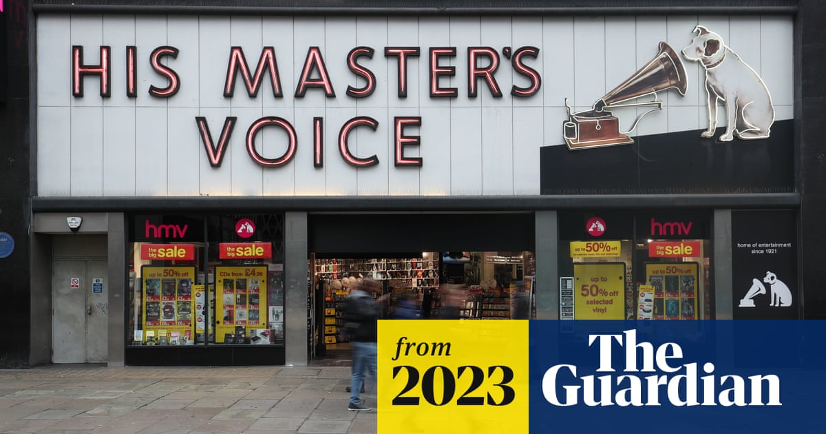 guardian's tweet card. First HMV shop was opened in 1921 by British composer Sir Edward Elgar and closed in 2019