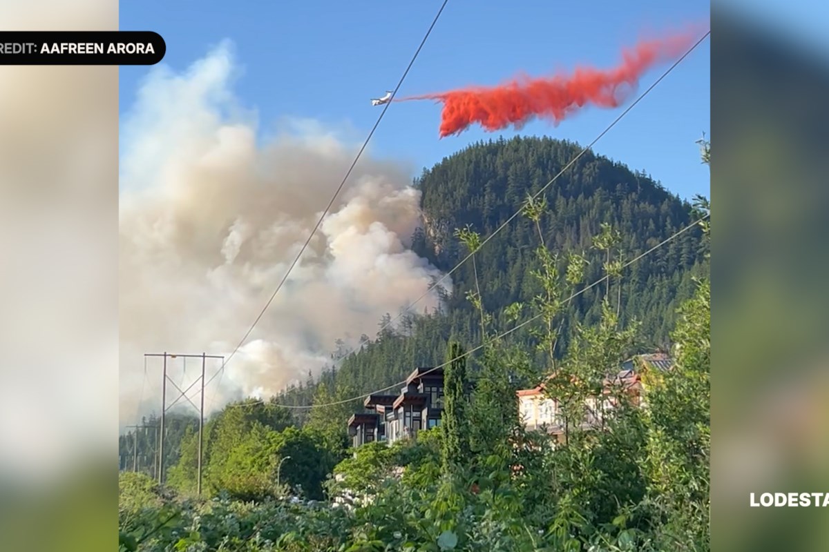 Thuncher's tweet card. The District of Squamish has declared a state of emergency as the Dryden Creek wildfire continues to burn out of control, prompting expanded evacuation alerts and a full campfire ban.